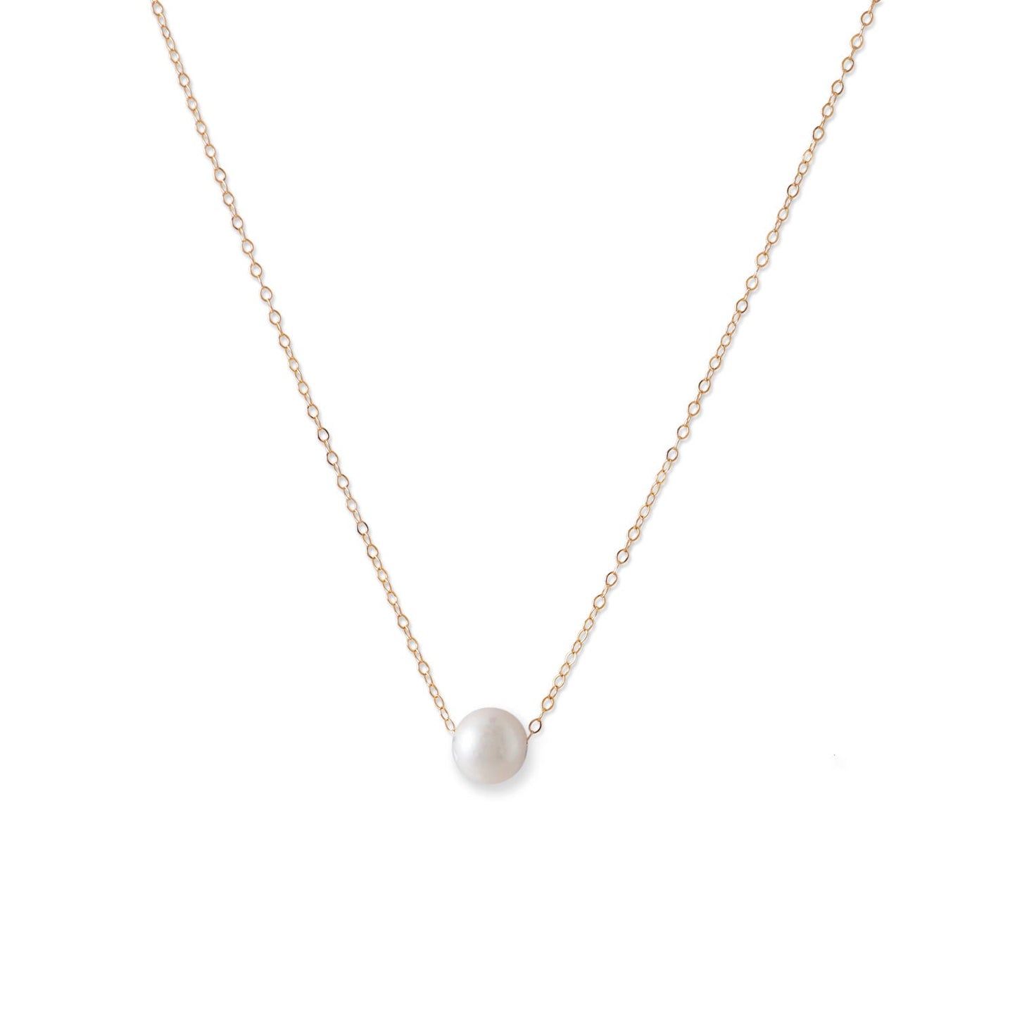 14 Karat Gold Necklace with Cultured Freshwater Floating Pearl