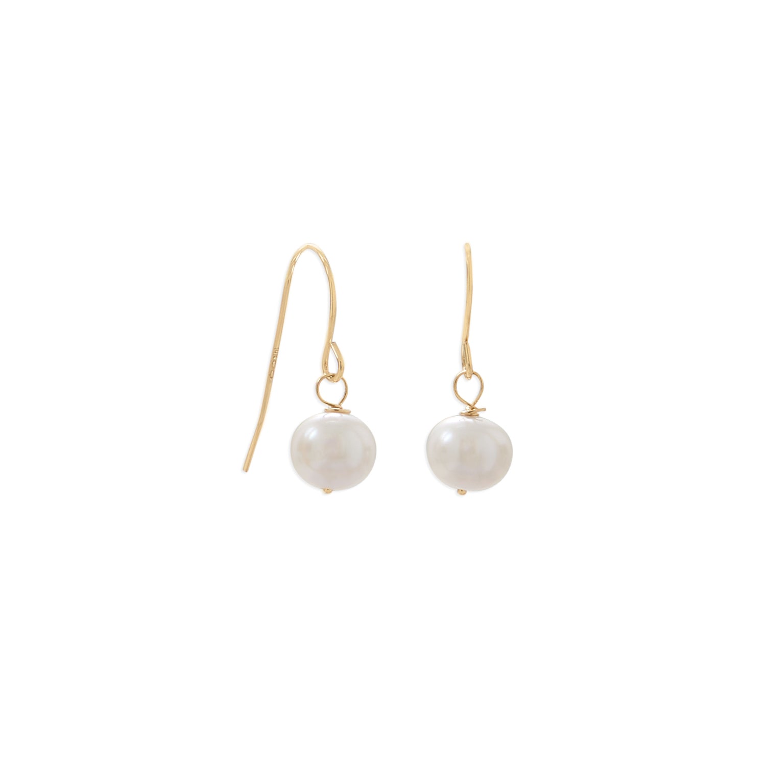 14 Karat Gold Cultured Freshwater Pearl French Wire Earrings