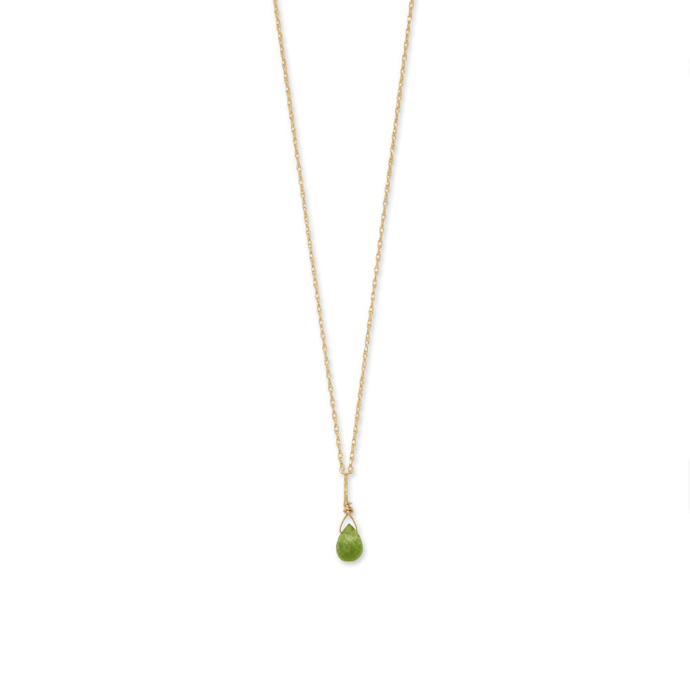 16" 14 Karat Gold Birthstone Necklace (January-December)