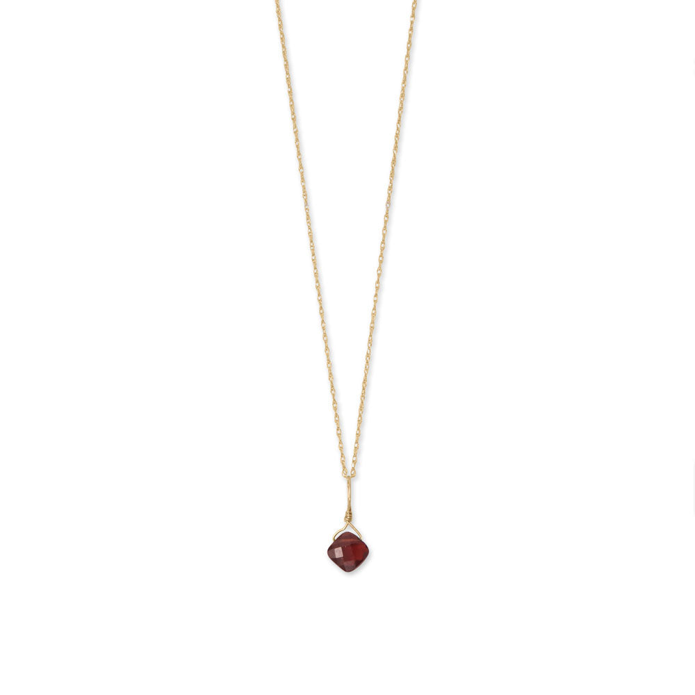 16" 14 Karat Gold Birthstone Necklace (January-December)