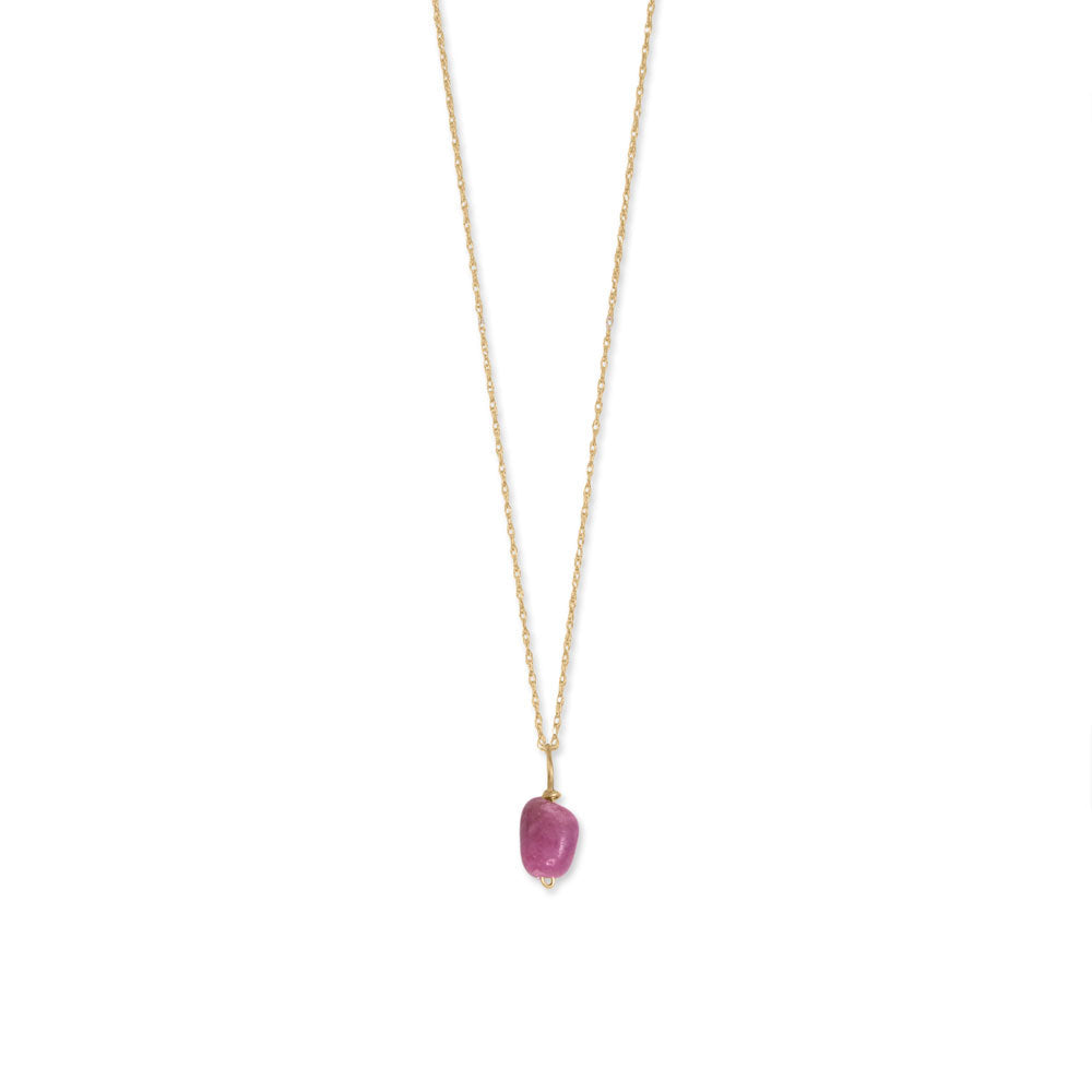 16" 14 Karat Gold Birthstone Necklace (January-December)