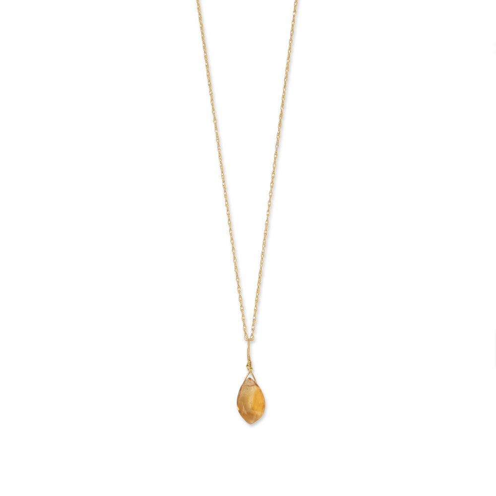 16" 14 Karat Gold Birthstone Necklace (January-December)