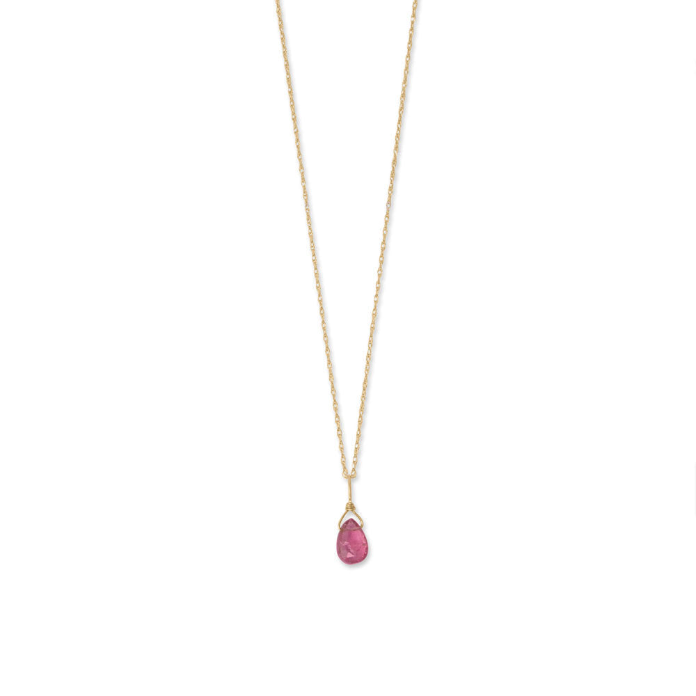 16" 14 Karat Gold Birthstone Necklace (January-December)