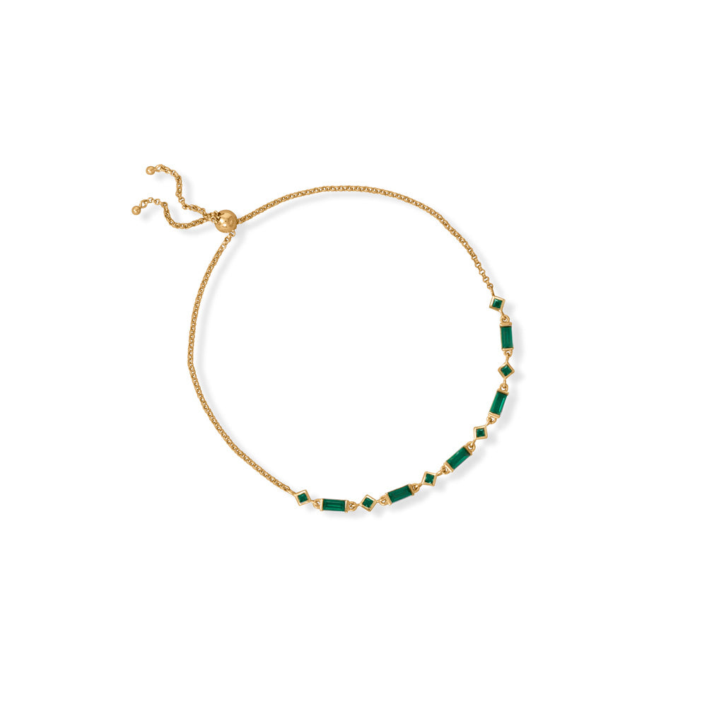 Bodacious Baguettes! 14 Karat Gold Plated Green CZ Bolo Bracelet