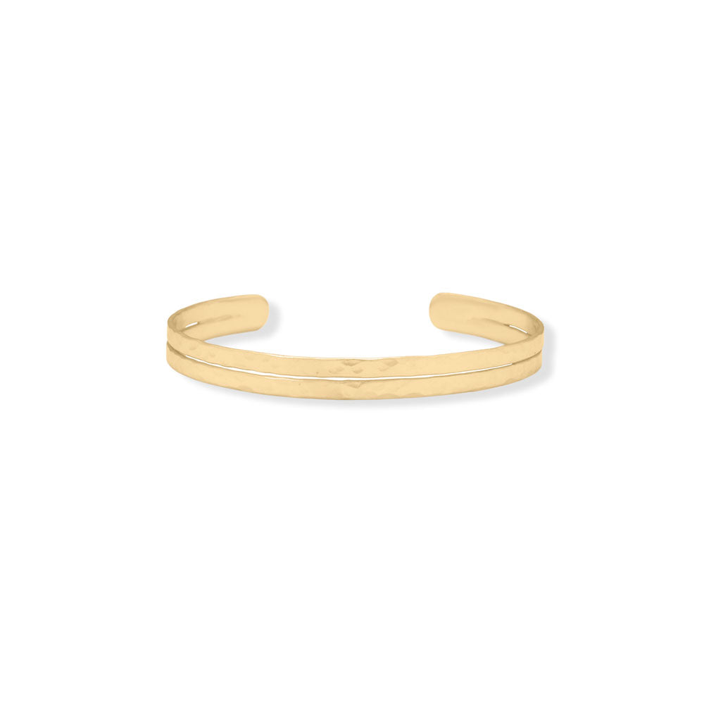 14 Karat Gold Plated Two Row Cuff Bracelet