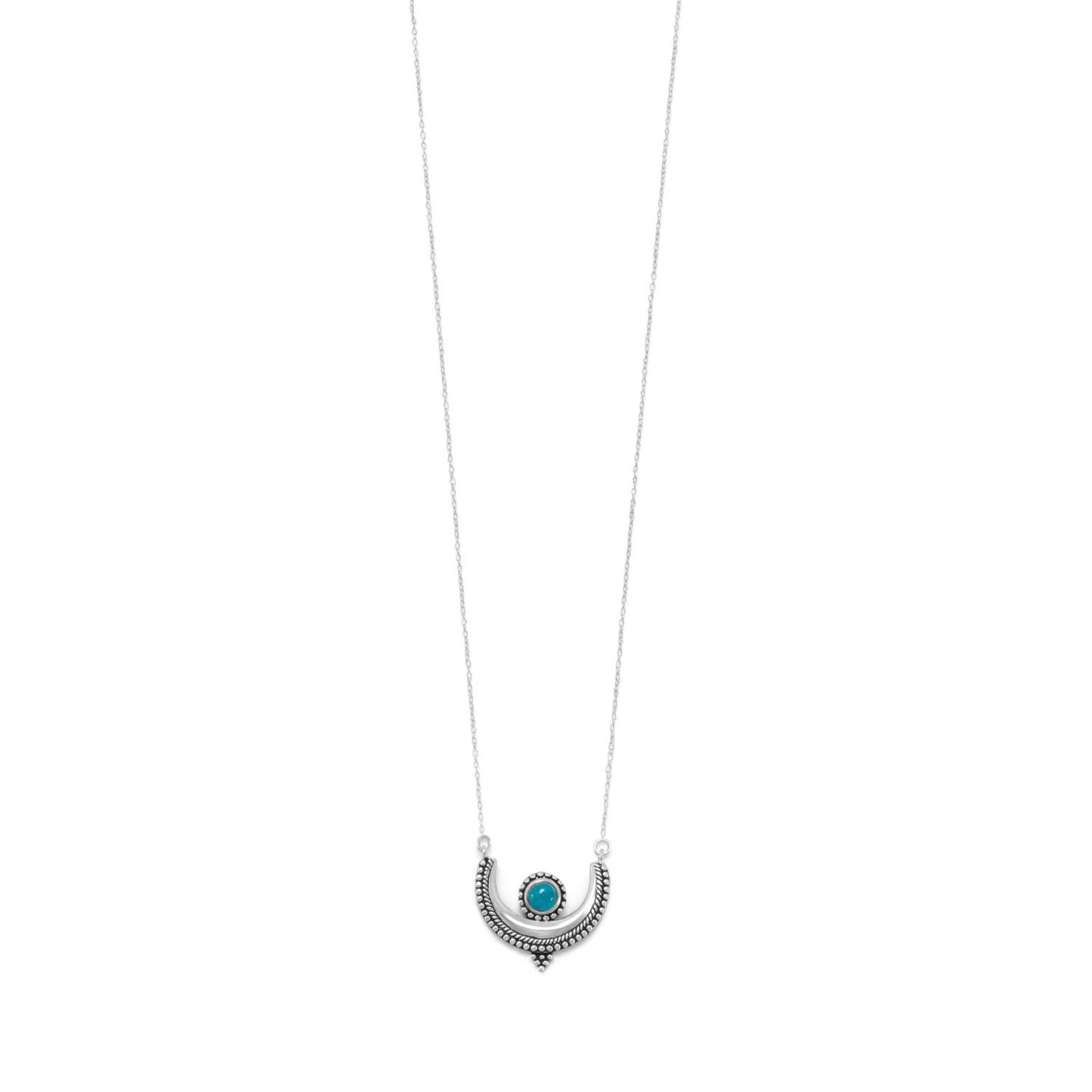 18" Oxidized Turquoise Crescent Necklace