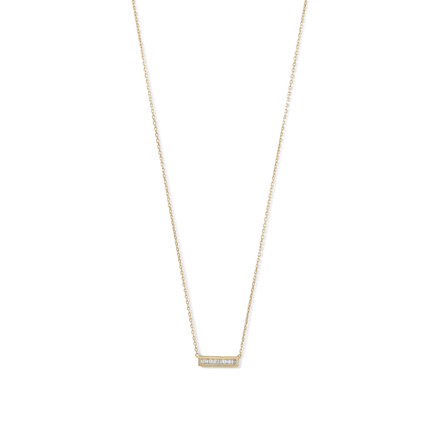 14 Karat Gold Plated Mini CZ Bar Necklace