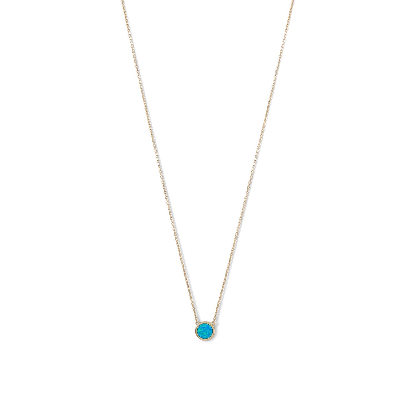 14 Karat Gold Plated Mini Synthetic Blue Opal Necklace