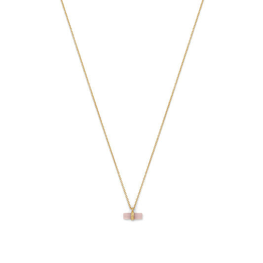 14 Karat Gold Plated Pencil Cut Rose Quartz Necklace