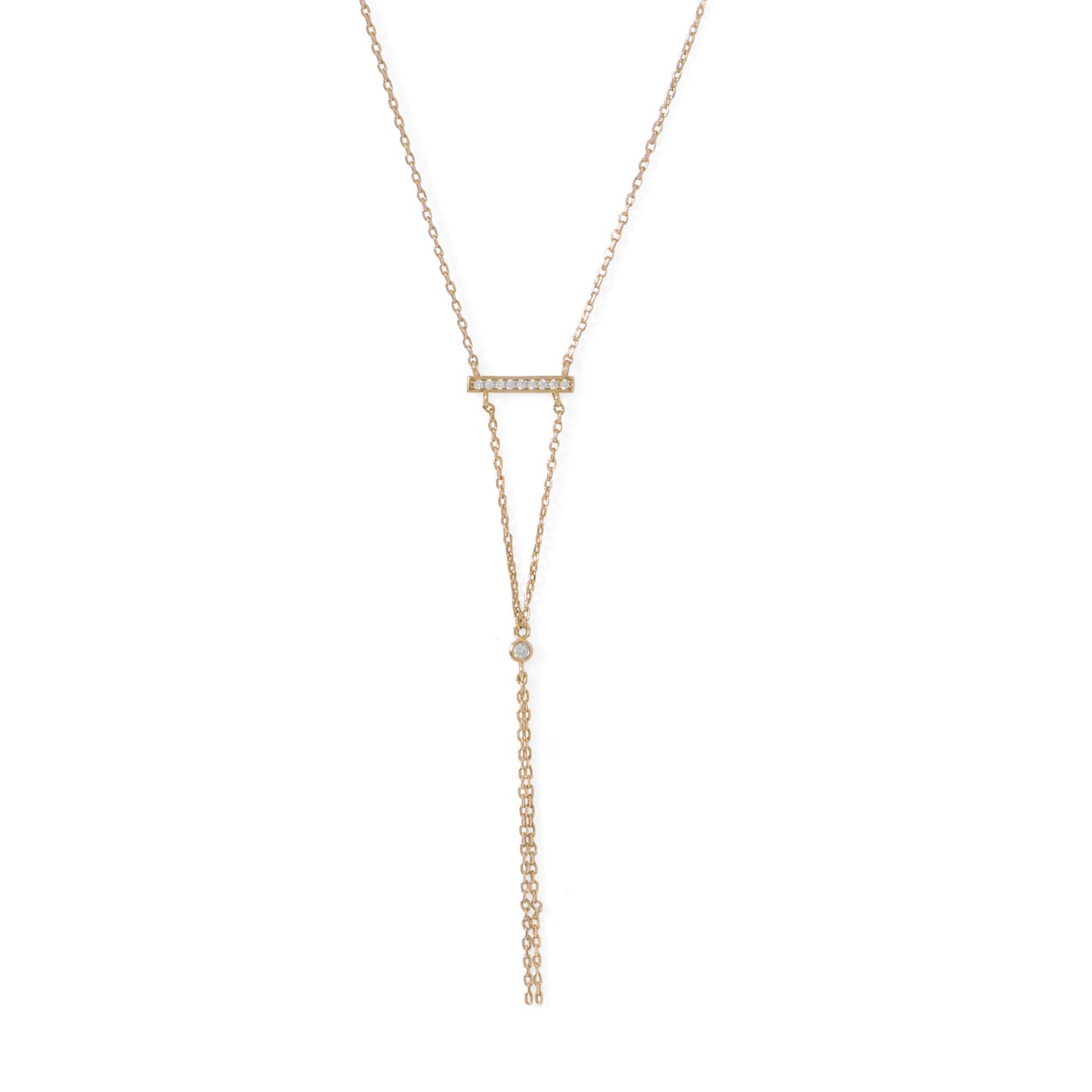 14 Karat Gold Plated Bar Necklace with Y Drop