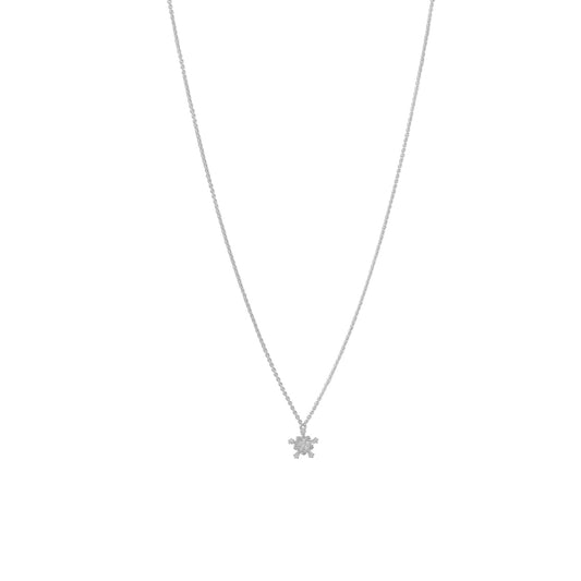 Rhodium Plated Tiny Snowflake CZ Necklace