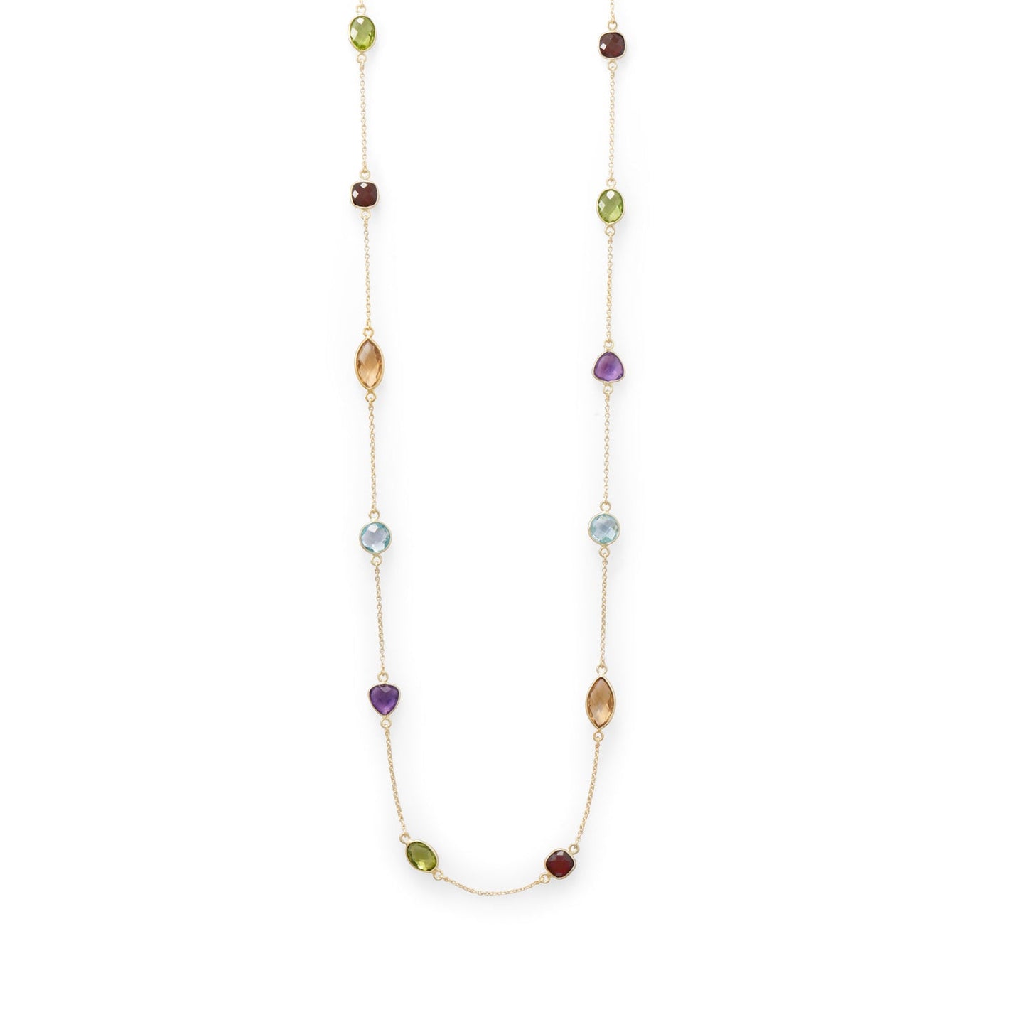 Multi Stone Madness! 25" 14 Karat Gold Plated Multi Stone Necklace