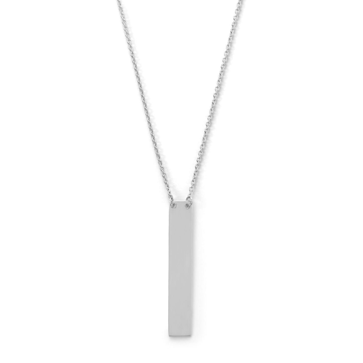 16" + 2" Sterling Silver Vertical Bar Drop Necklace