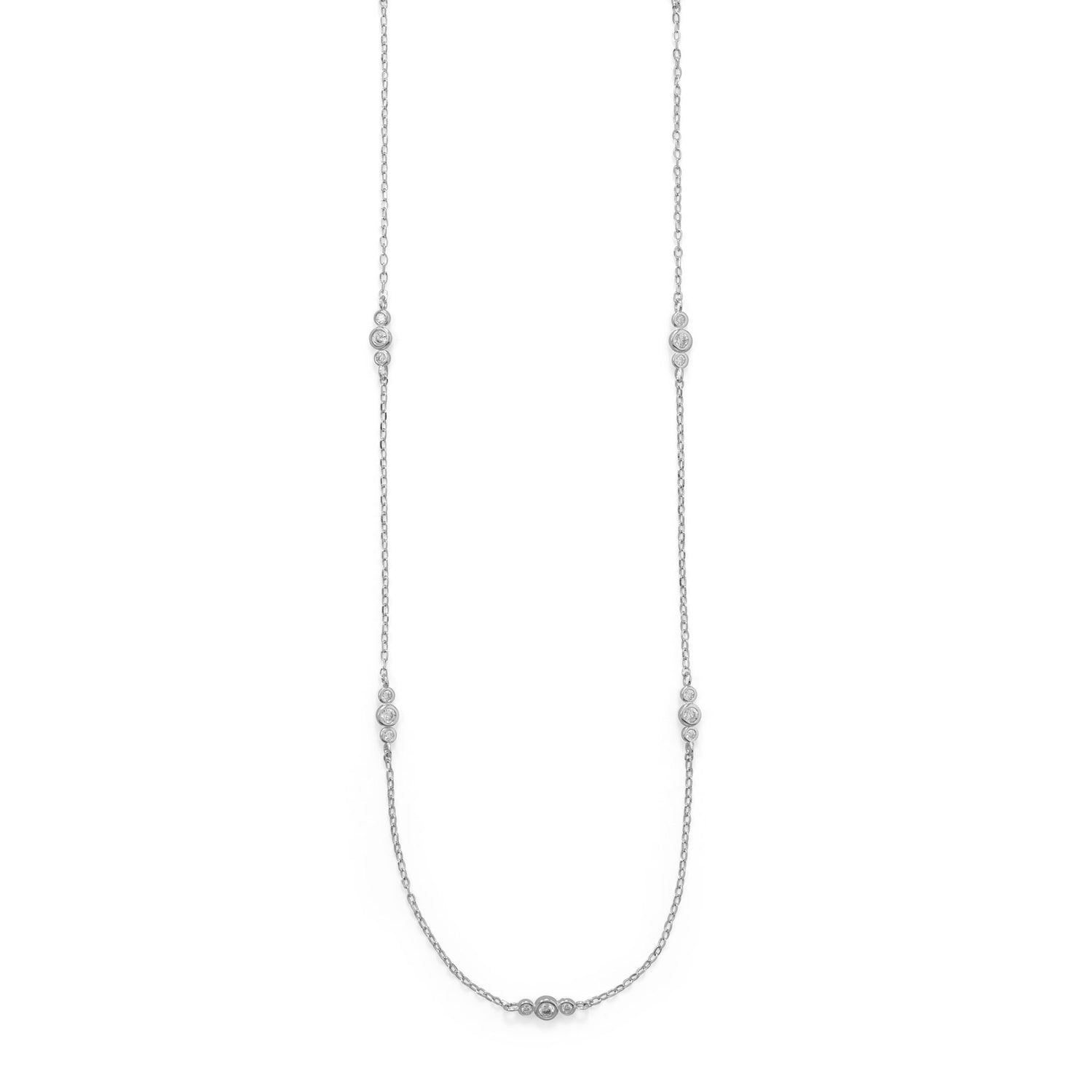 30" Rhodium Plated 13 Station CZ Necklace