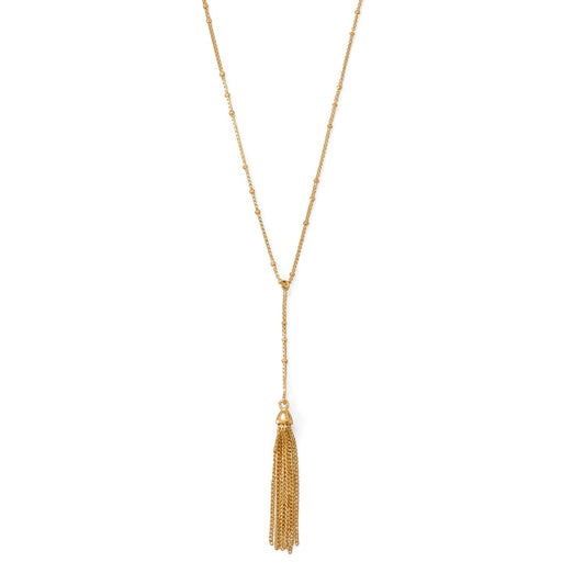 Darling Drop! 18"+2 14 Karat Gold Plated Tassel Necklace