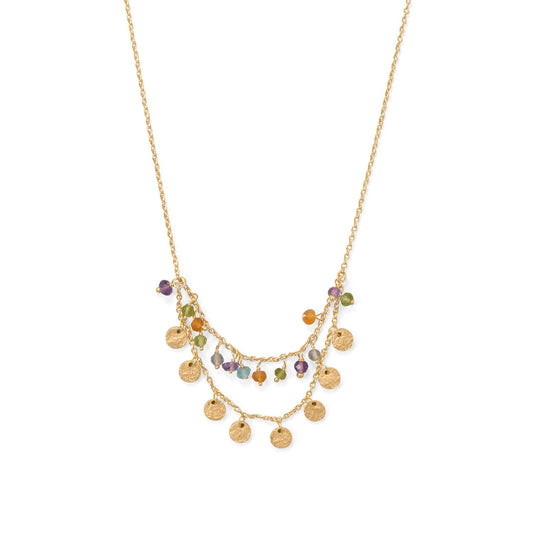 17.5" + 2" Two Row Multi Stone Necklace