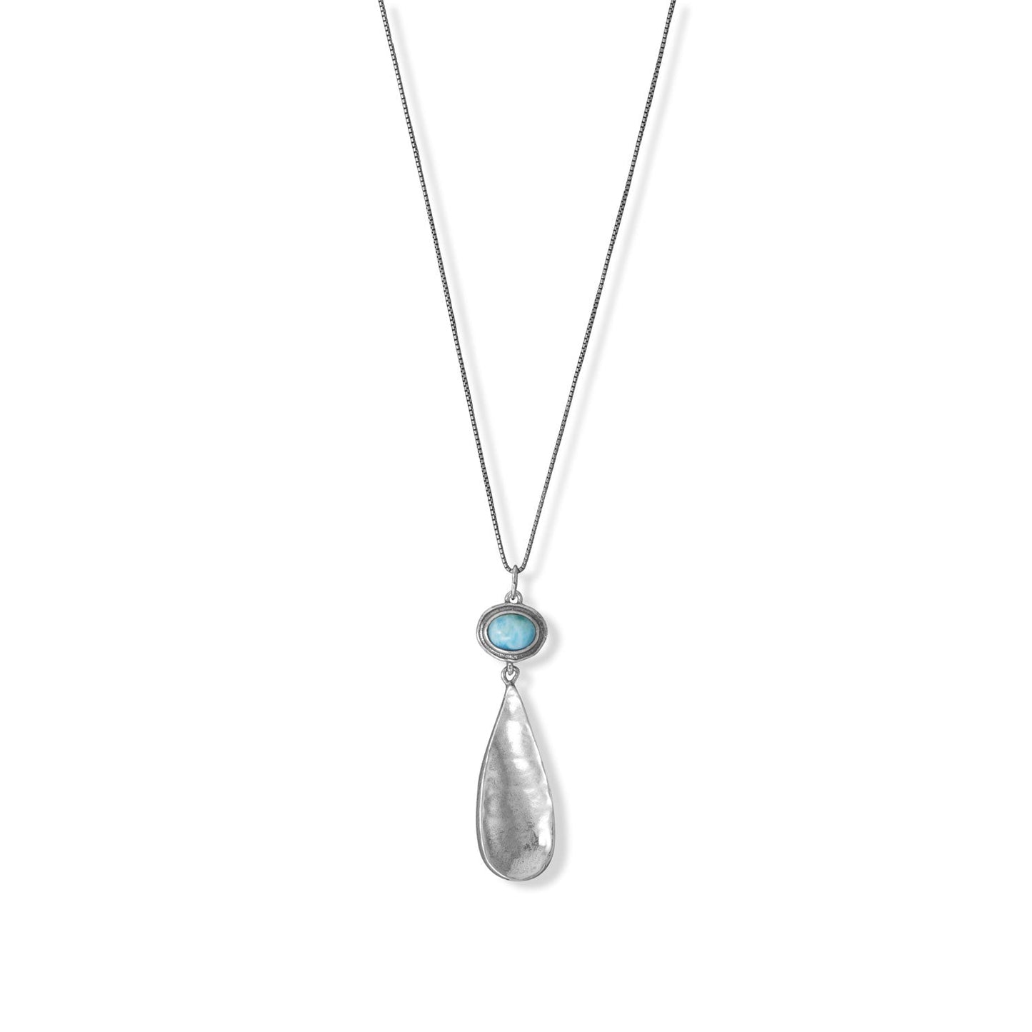 18" Larimar with Pear Drop Necklace