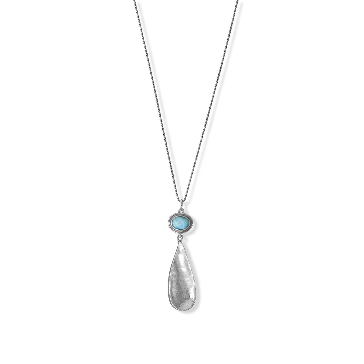 18" Larimar with Pear Drop Necklace