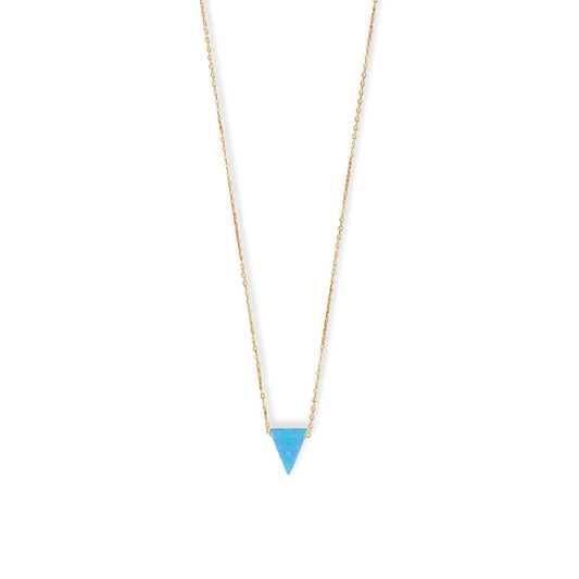 16" + 2" 14 Karat Gold Plated Synthetic Opal Triangle Necklace