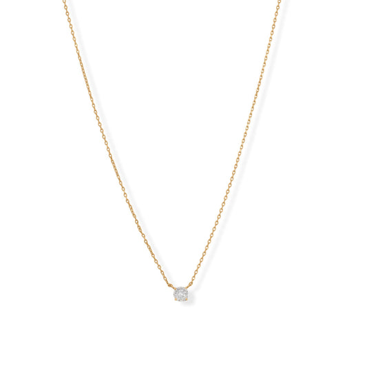 16" + 2" 14 Karat Gold Plated 5mm CZ Necklace