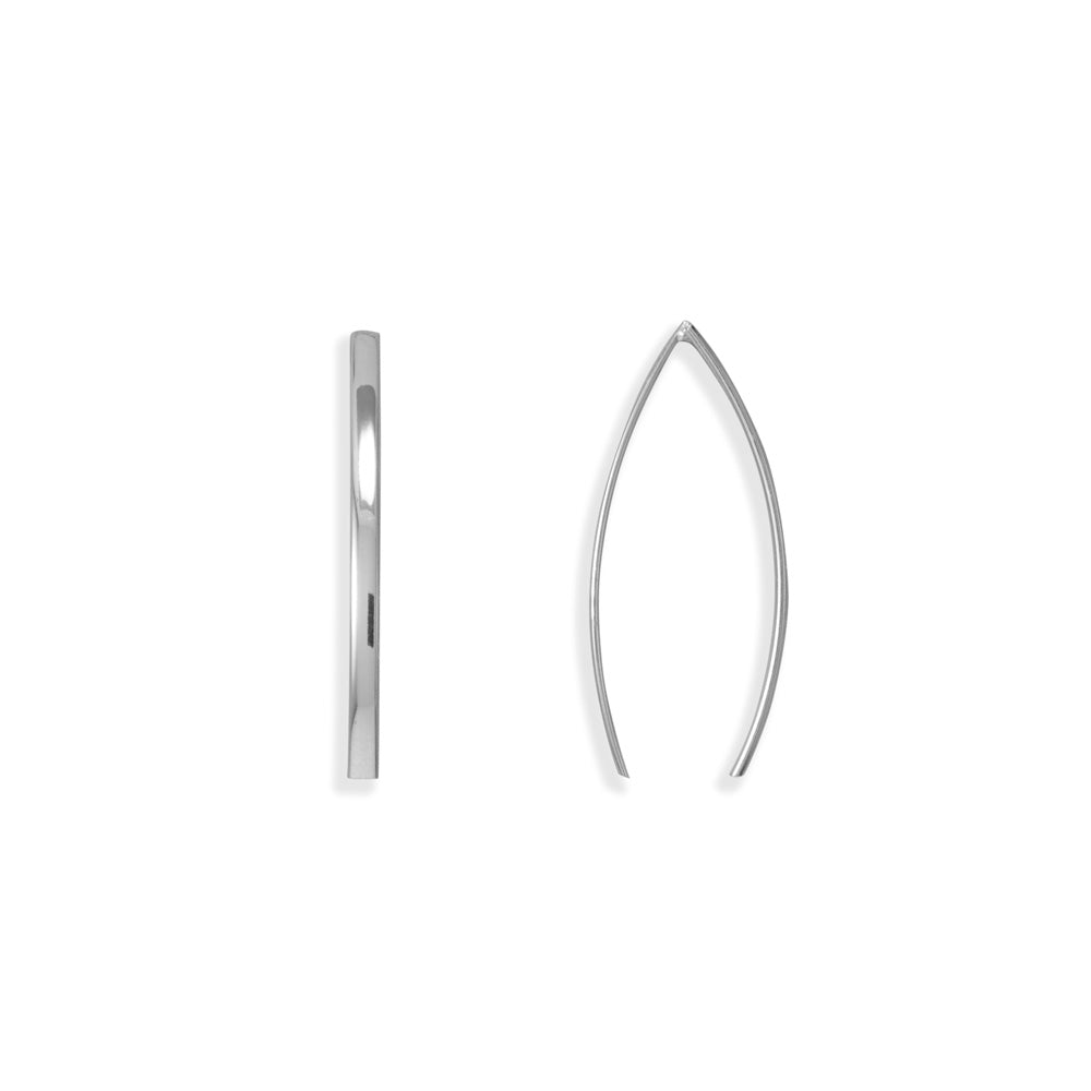 Rhodium Plated Flat Long Wire Earrings