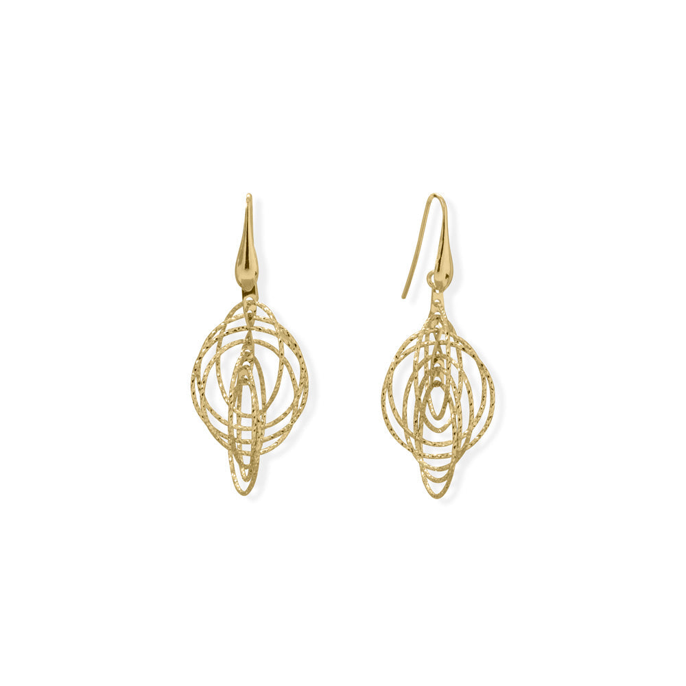 Italian 14 Karat Gold Plated 3-D Drop Earrings