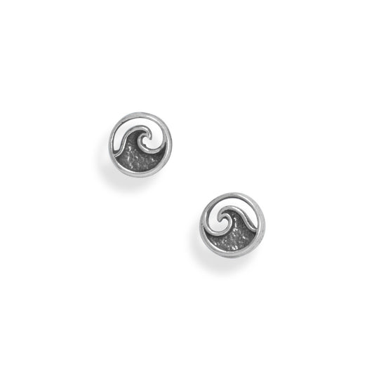 Oxidized Wave Outline Stud Earrings