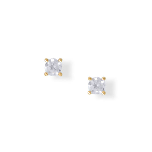 14 Karat Gold White Topaz Stud Earrings