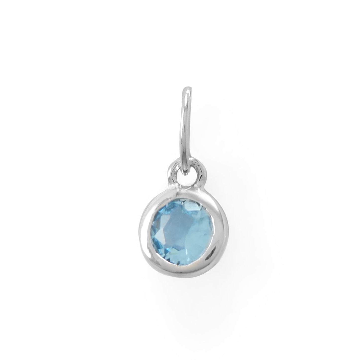 Rhodium Plated Round CZ Birthstones Charm (January-December)