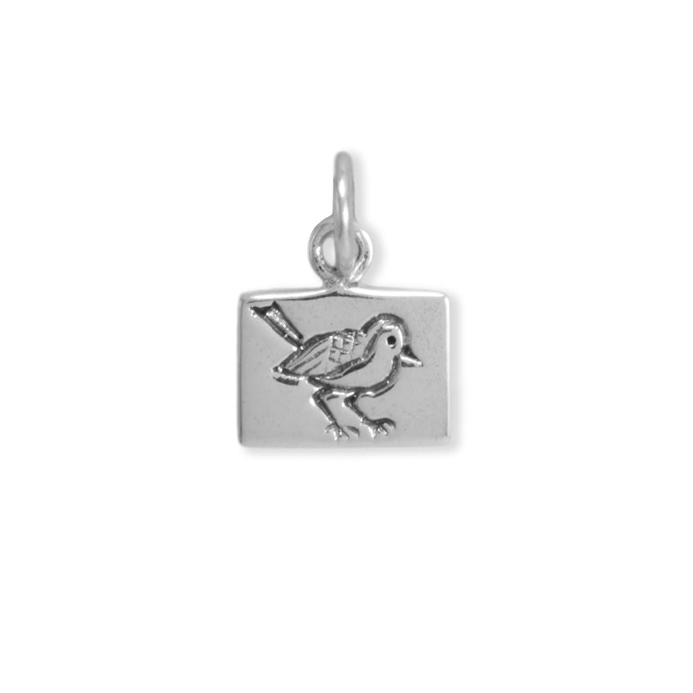 Sweet Oxidized Bird Tag Charm