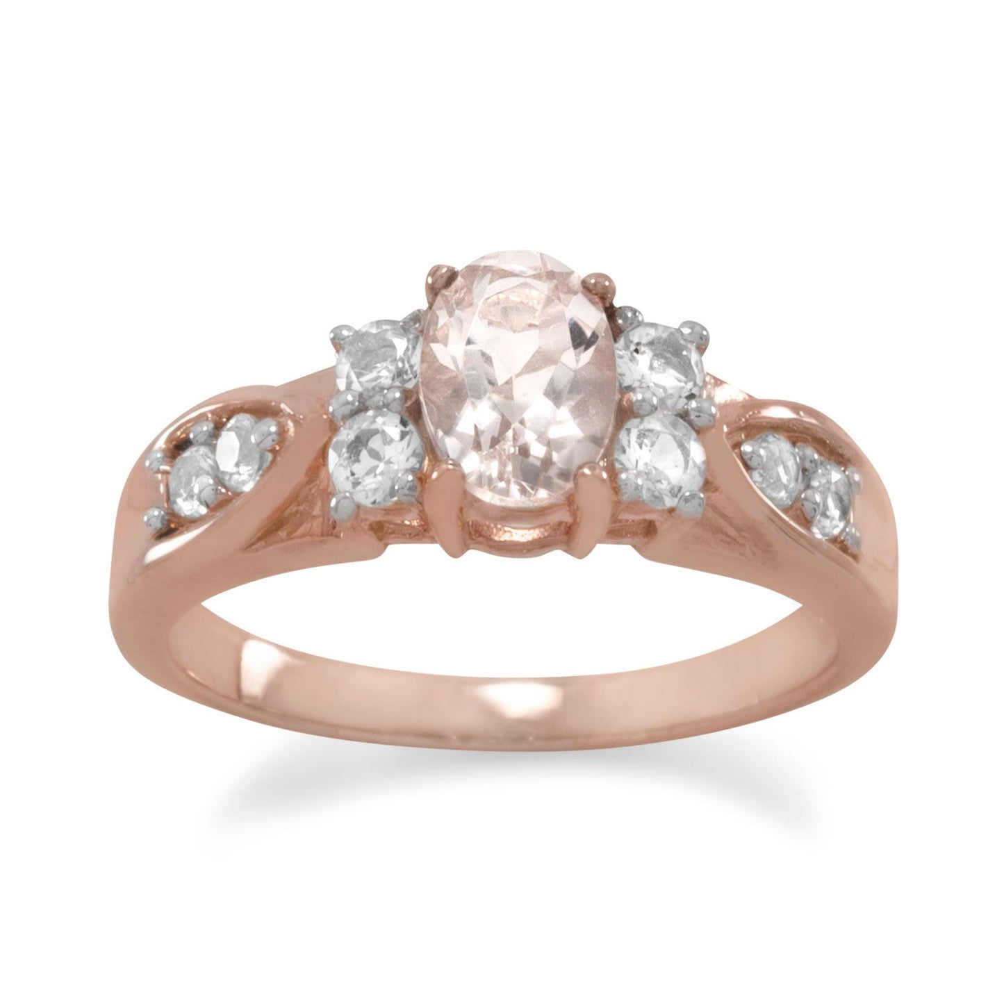 14 Karat Rose Gold Plated Morganite and White Topaz Ring