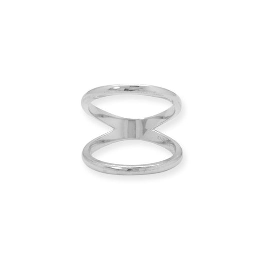 Rhodium Plated Double Band Knuckle Ring