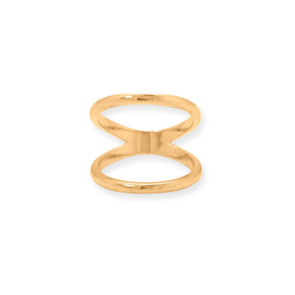 14 Karat Gold Plated Double Band Knuckle Ring