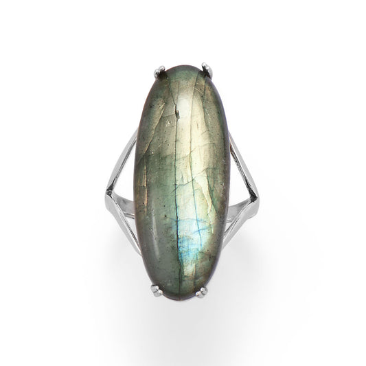 Large Oval Labradorite Ring