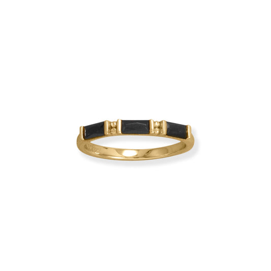 Bodacious Baguettes! 14 Karat Gold Plated Black Baguette CZ Ring