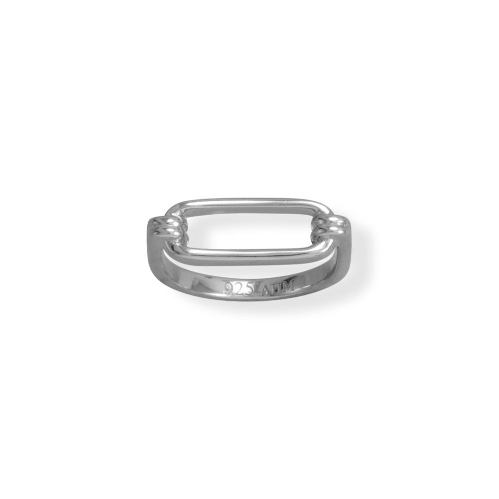 Rhodium Plated Paperclip Ring