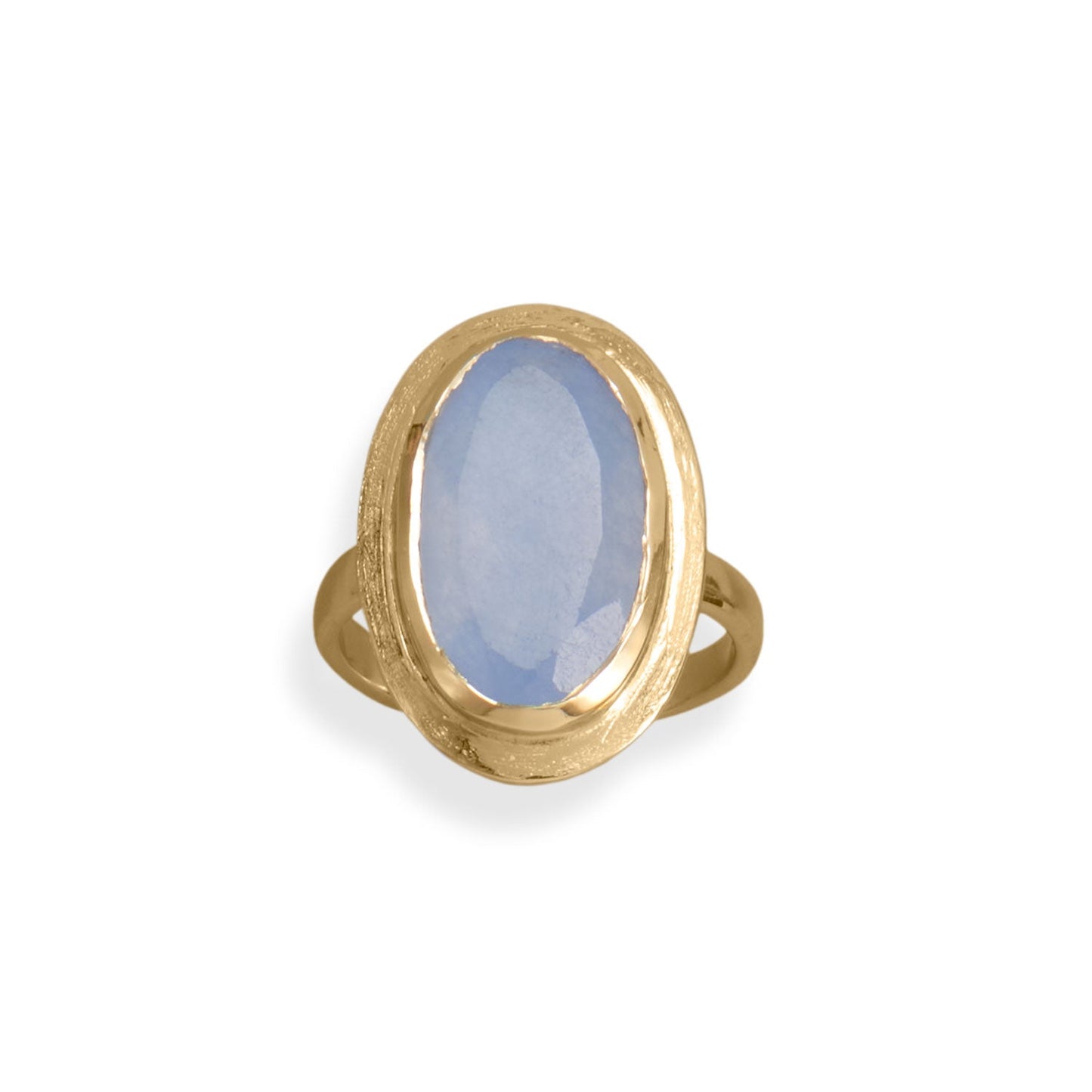 14 Karat Gold Plated Oval Chalcedony Ring