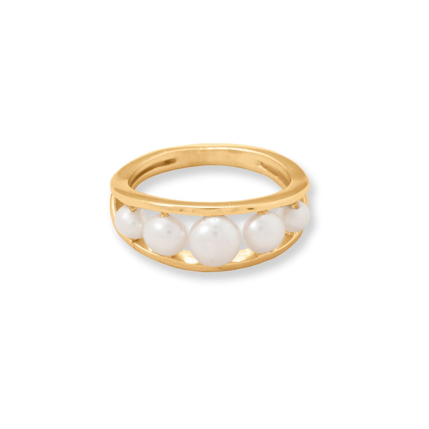 14 Karat Gold Plated Graduated Pearl Ring