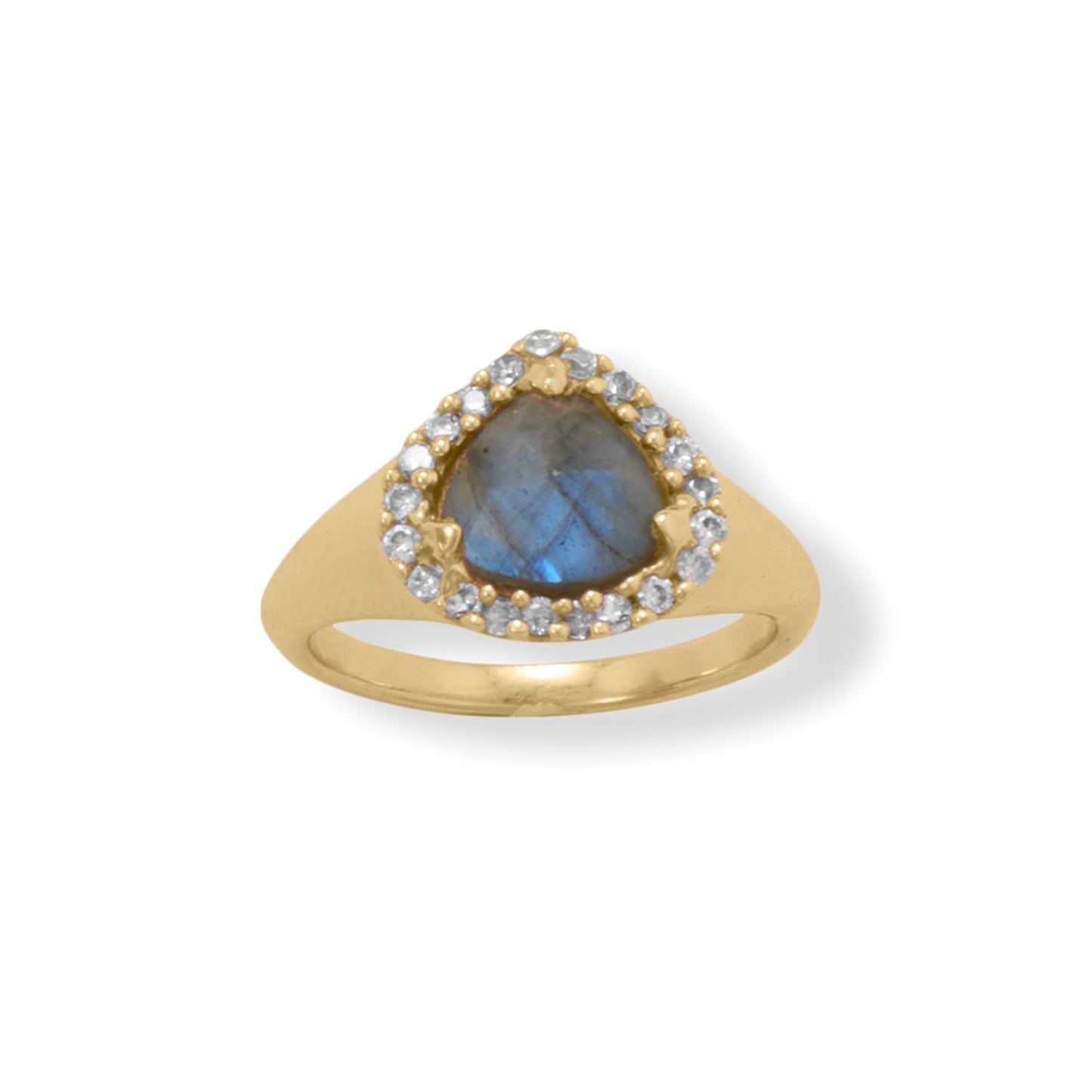 Midnight Beauty! 14 Karat Gold Plated Labradorite and CZ Ring