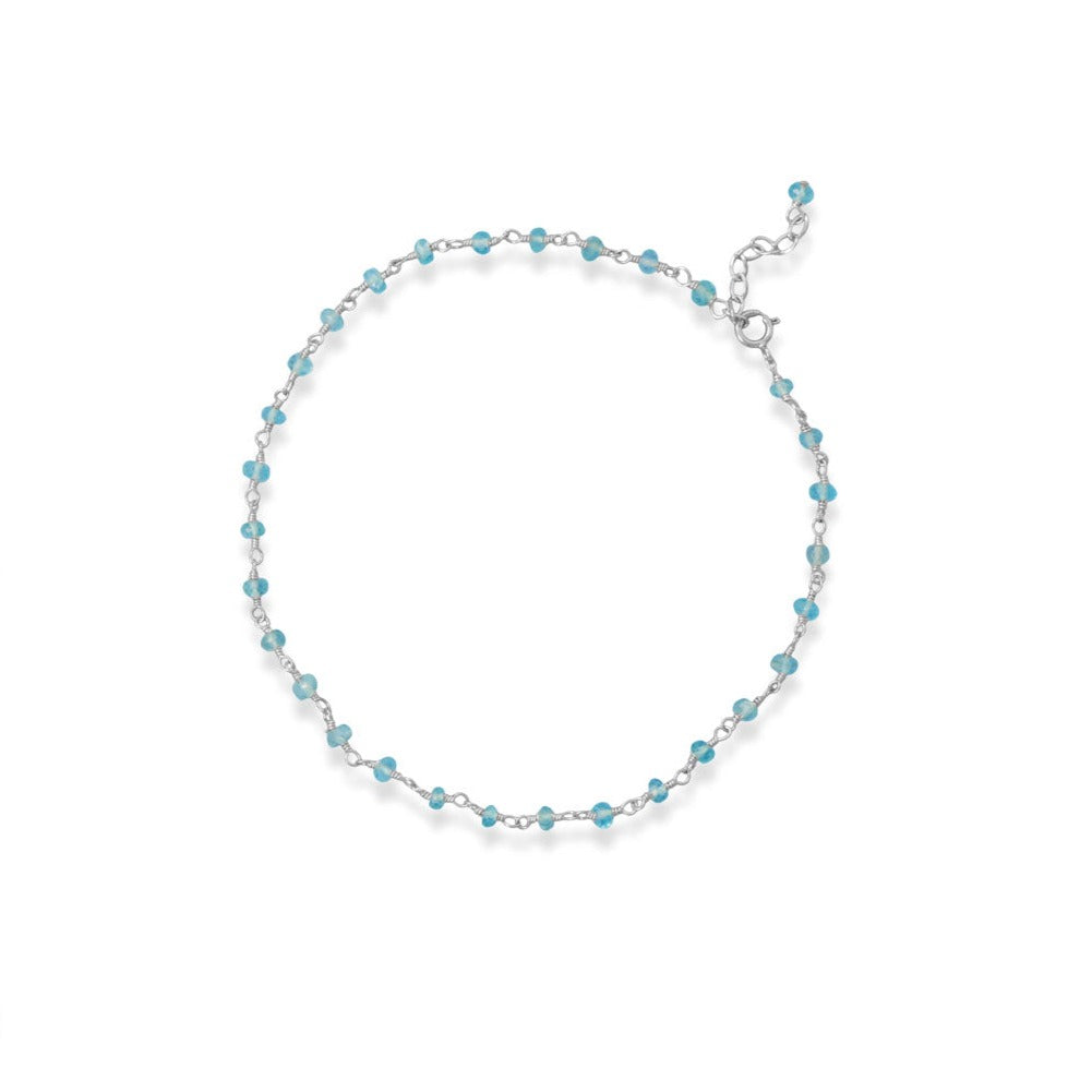 Sea Breeze Blue! 9.5" + 1" Apatite Bead Anklet