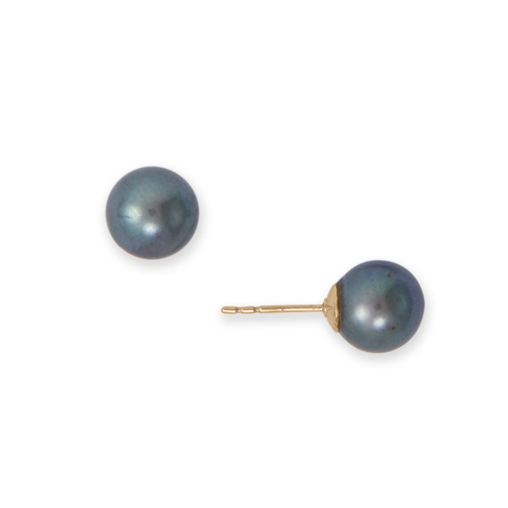 14/20 Gold Filled 7.5mm Cultured Freshwater Peacock Pearl Stud Earrings