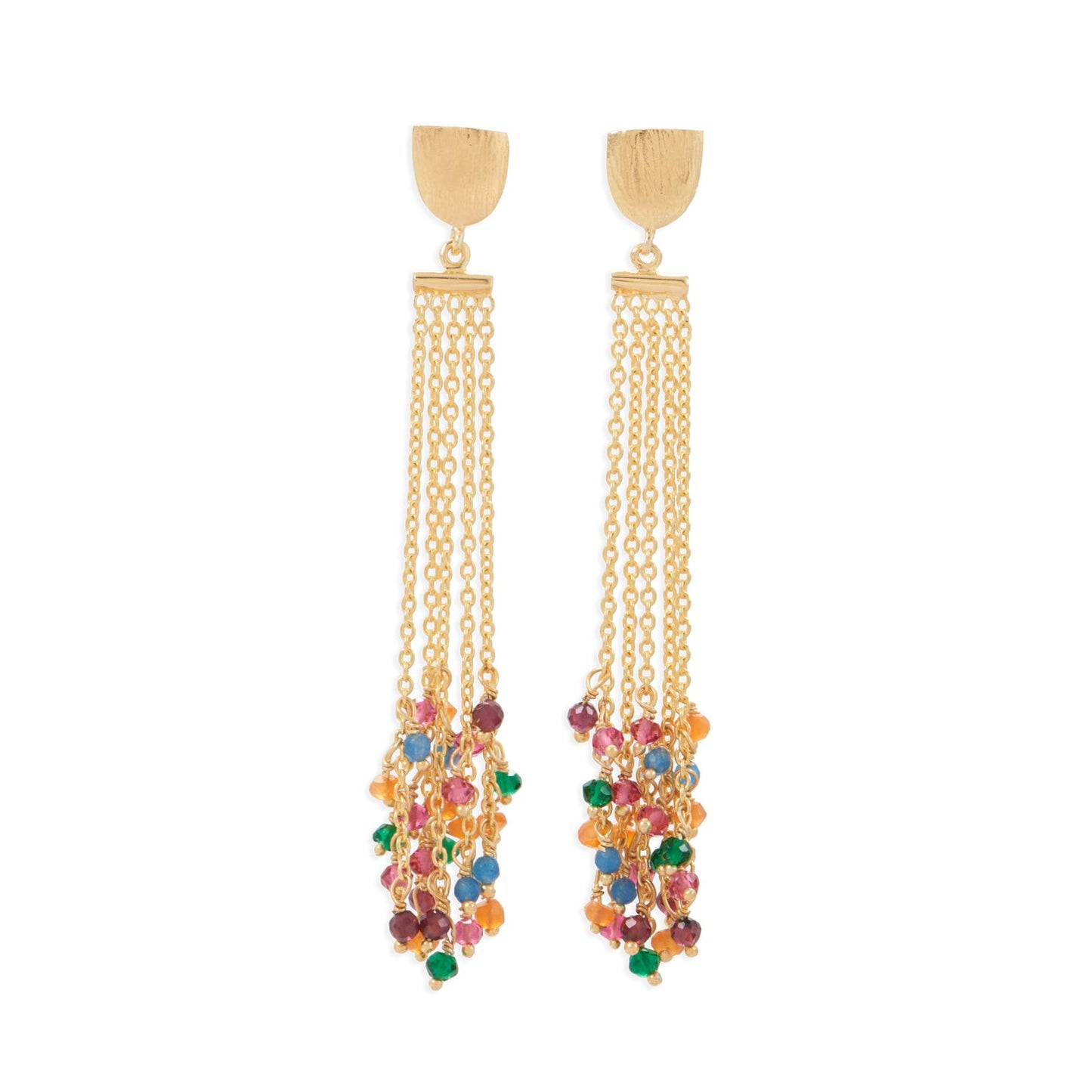 14 Karat Gold Plated Brass Multi Color Fashion Earrings